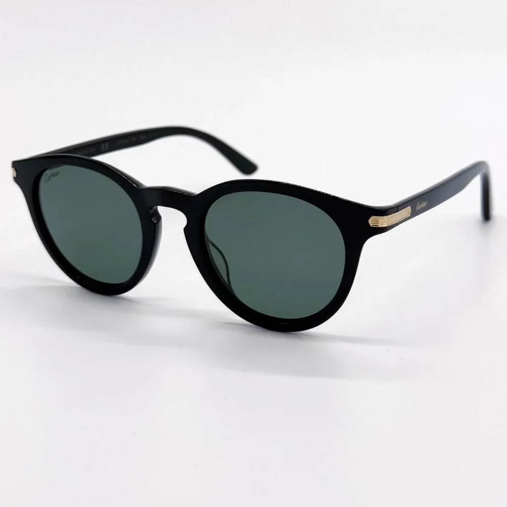 NEW CARTIER CT0010S 004 MEN BLACK ROUND SUNGLASSES